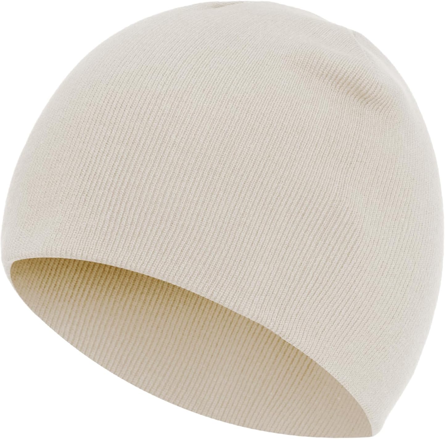 100% Cotton Beanie Hat for Men Women, Cuffless Soft Knit Warm Winter Hats Fisherman Beanies Skull Cap Unisex