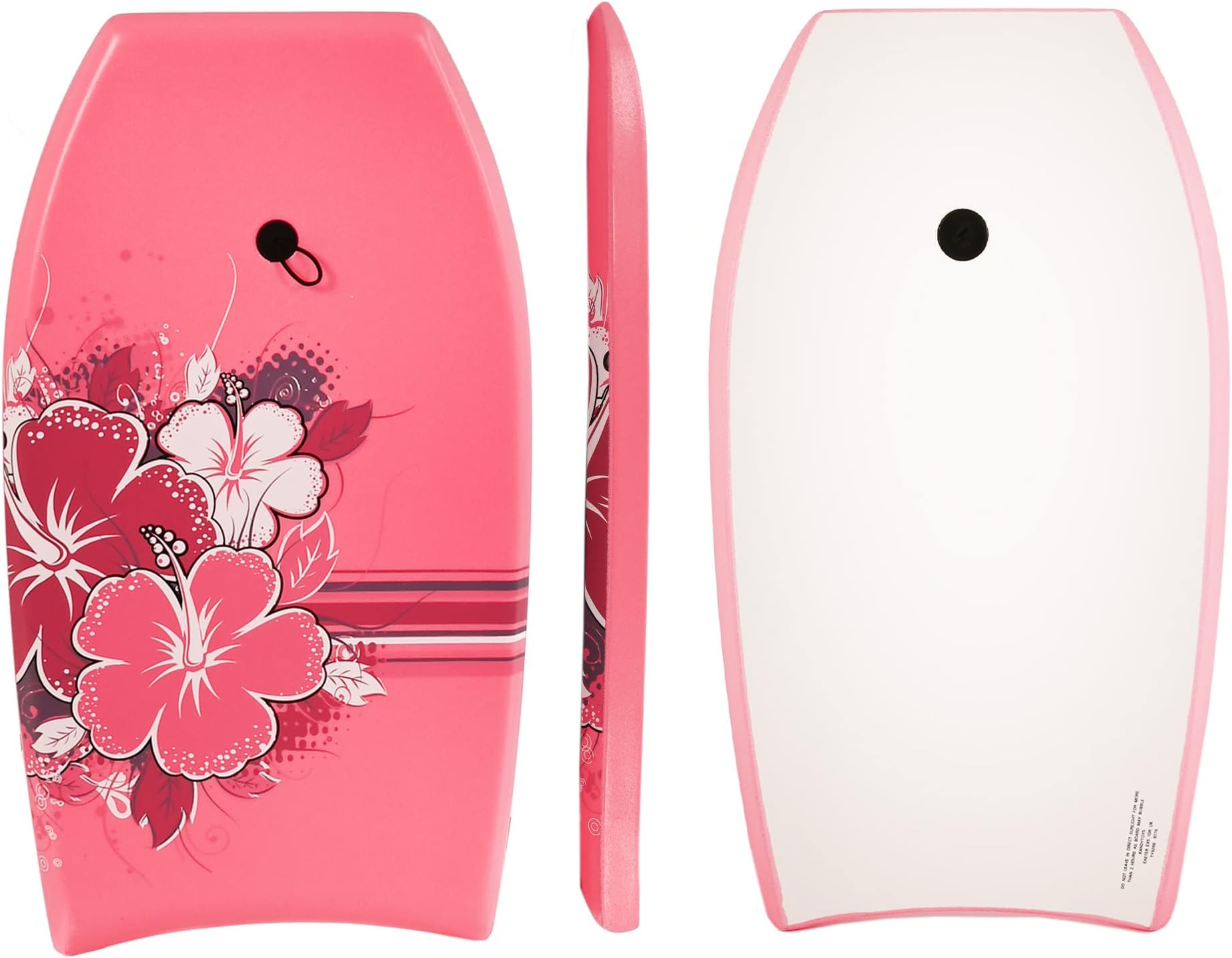 Nalu Bodyboard with Leash 33" Body Board with Crescent Tail and XPE Core Pink