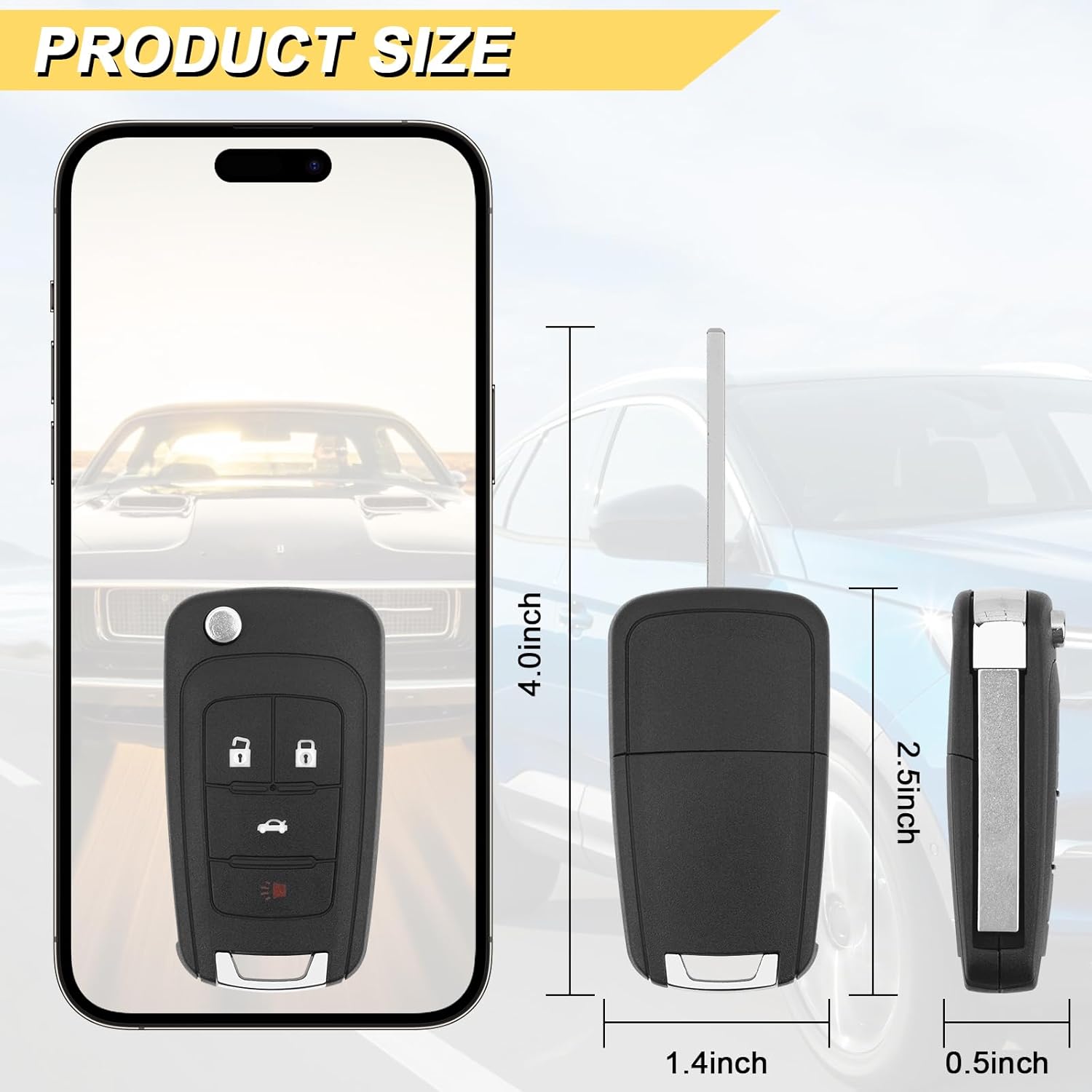 Vurkcy Key Fob Replacement for 13-19 Buick Encore/ 10-16 Lacrosse/ 11-17 Regal/ 12-17 Verano/ 10-19 Chevy Equinox/ 13-16 Malibu/ 14-19 Impala/ 12-18 Sonic/ 10-18 GMC Terrain Keyless, OHT01060512,2Pcs
