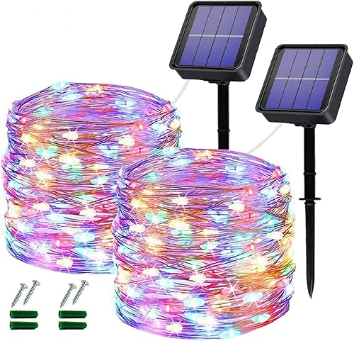 Lezonic Luces solares de Navidad para exteriores, impermeables, paquete de 2 unidades en total de 240 LED de 78.7 ft80 pies, luz de jardín