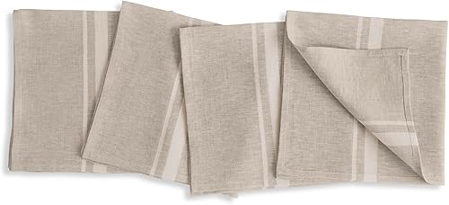 Miniatura 17 de Solino Home Juego de 4 manteles individuales de lino a rayas francesas, 100 % lino puro, color negro y natural, de 14 x 19 pulgadas, para invierno,