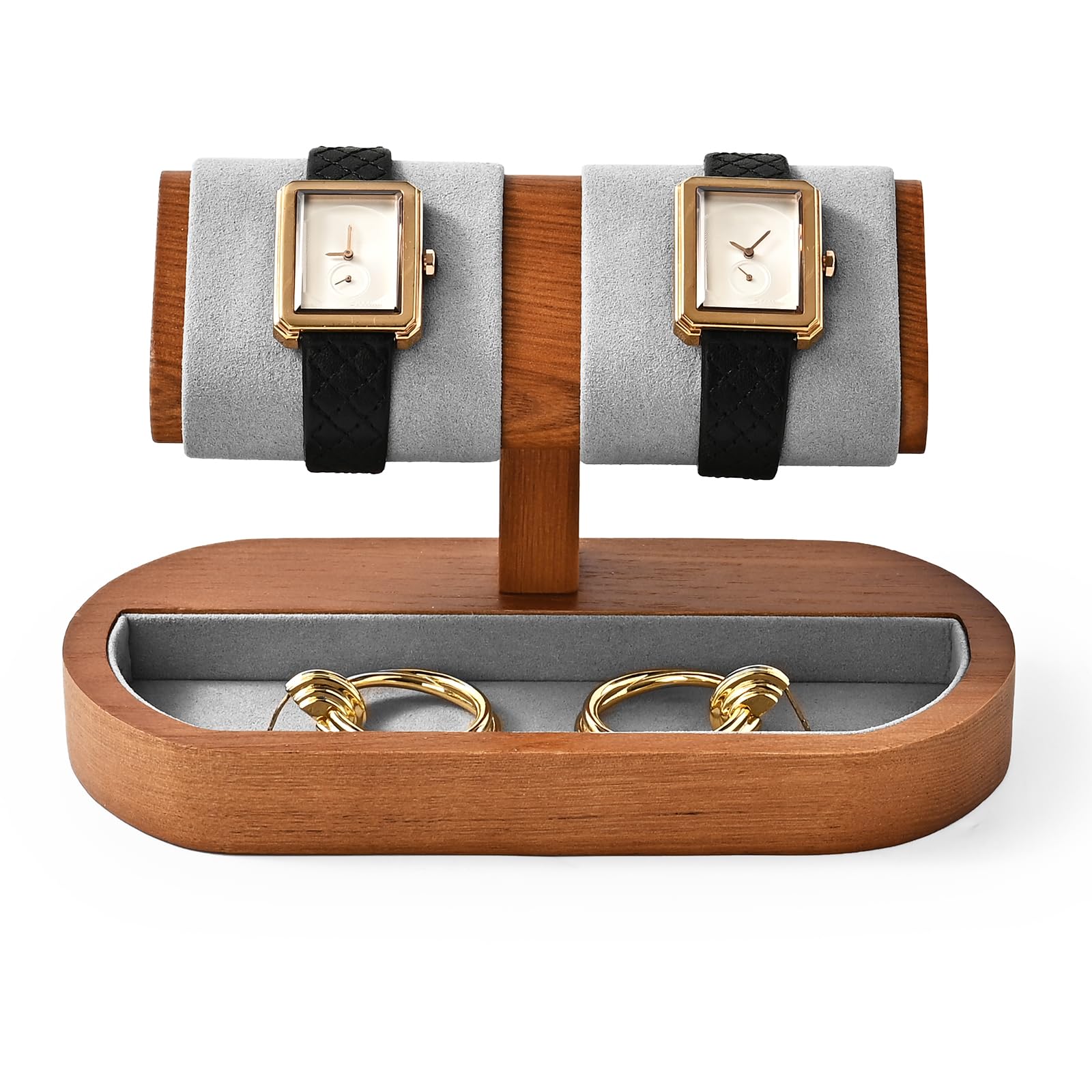 Oirlv Multifunzionale Supporto Per Orologio In Legno Massello, Semplice, A Doppio Strato, Porta-Orologi,Conservazione Degli Orologi(04)