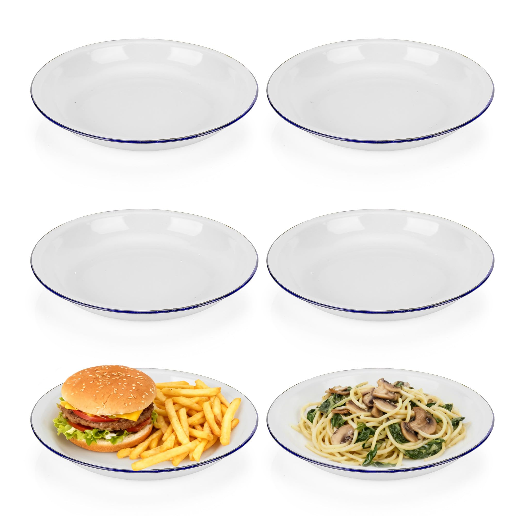Axincardarm Enamel Pie Plates 26 cm White Enamel Baking Dish Dinner 6 Pcs