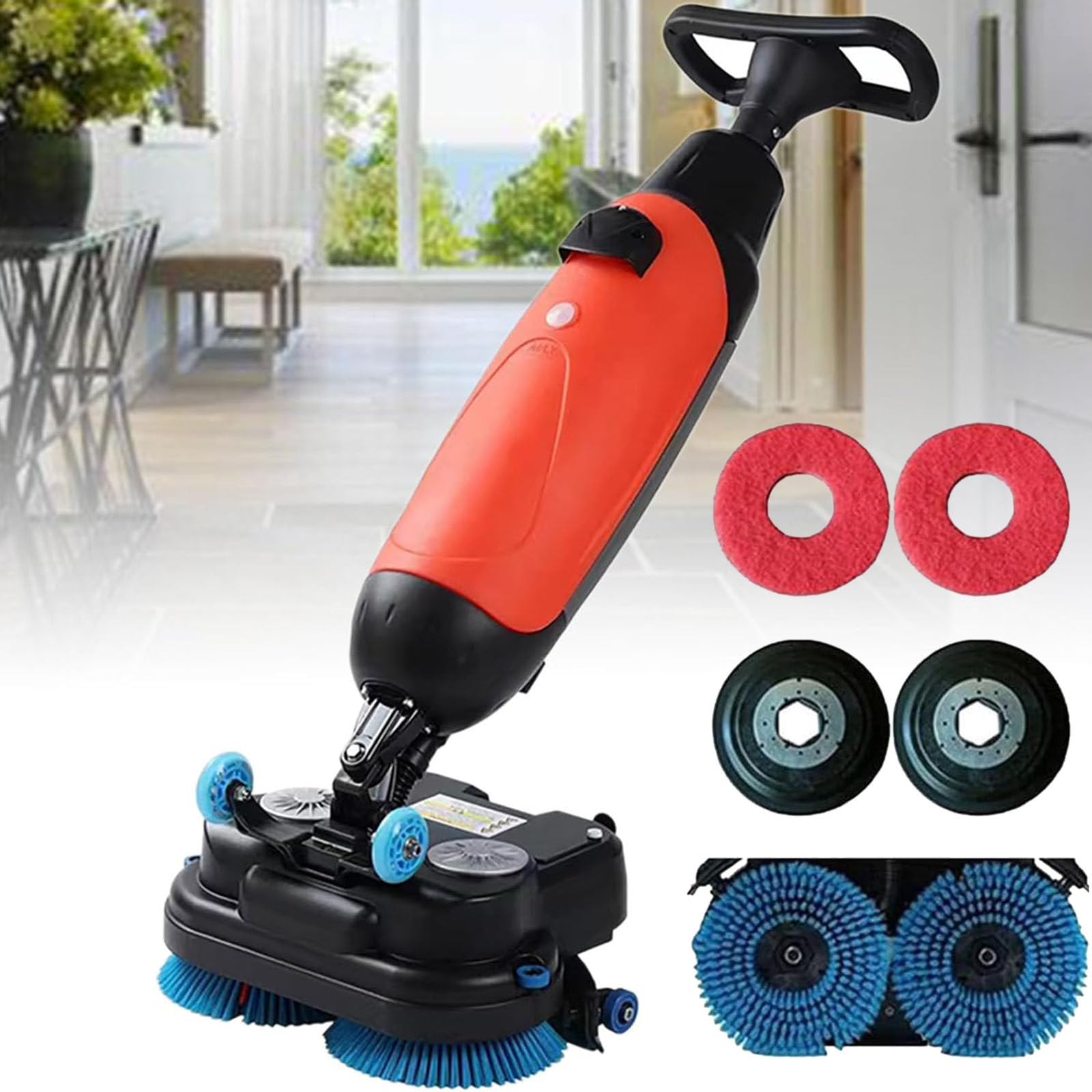 Depurador profesional inalámbrico para suelos con 2 cepillos motorizados y tanques de 4L/6L, limpieza profunda de 240 RPM para suelos duros y azulejos, portátil