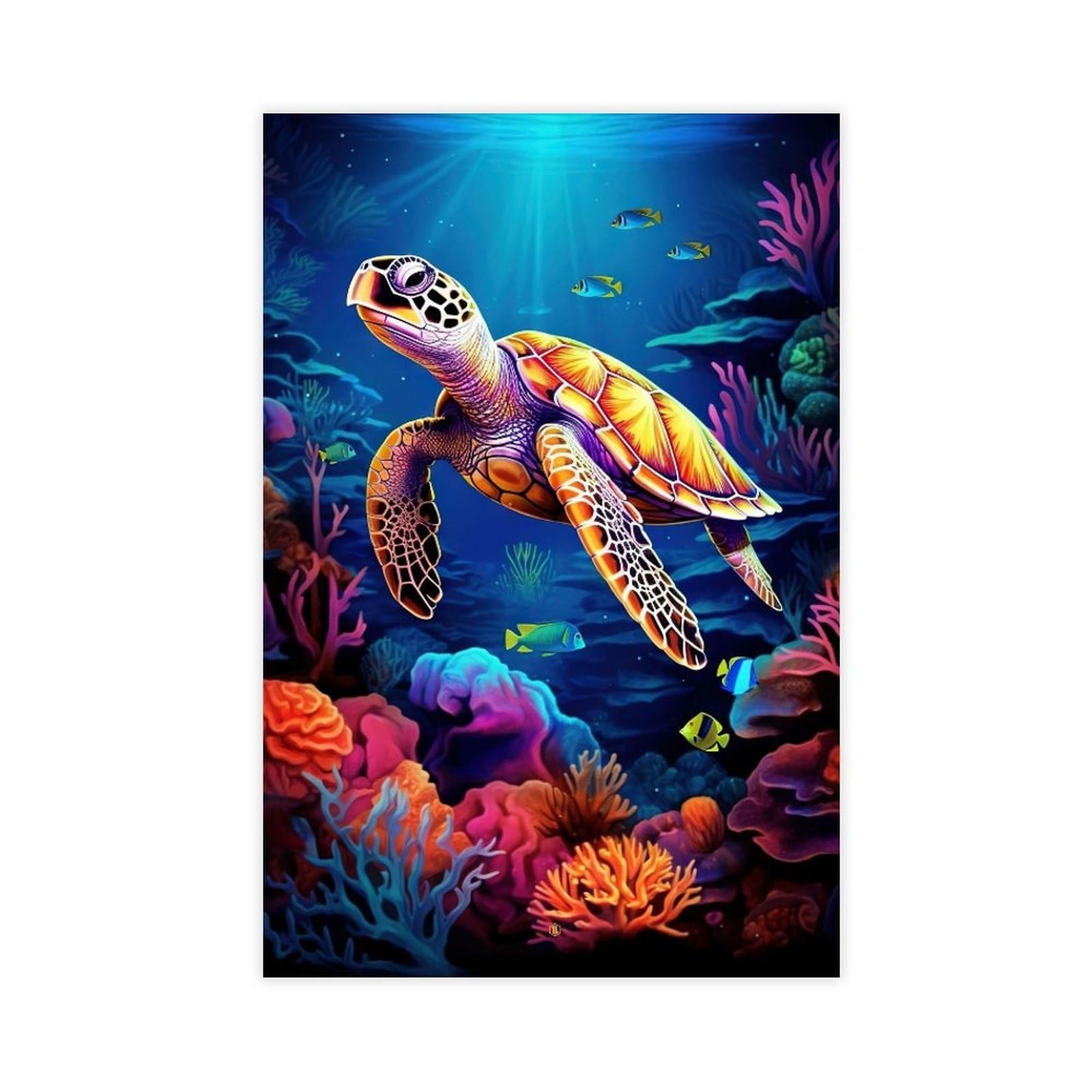 Qnvjqkdsi Unframe Sea Turtle Poster, Animal Art Canvas Poster Bedroom Decor Landscape Office Room Decor Gift 24" L X 36" W