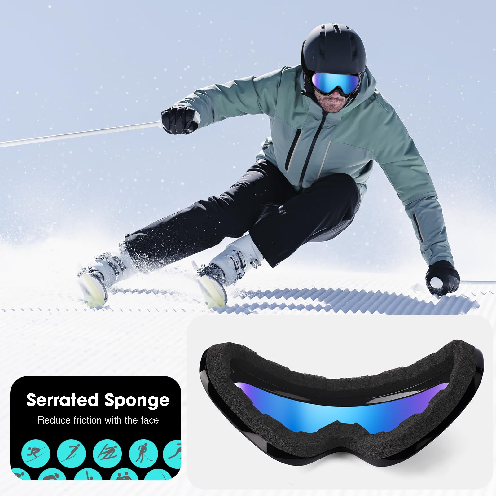 Braylin 2-pak gogle narciarskie, gogle snowboardowe dla mężczyzn, kobiet, młodzieży, dzieci, chłopców lub dziewcząt, gogle do skuterów śnieżnych