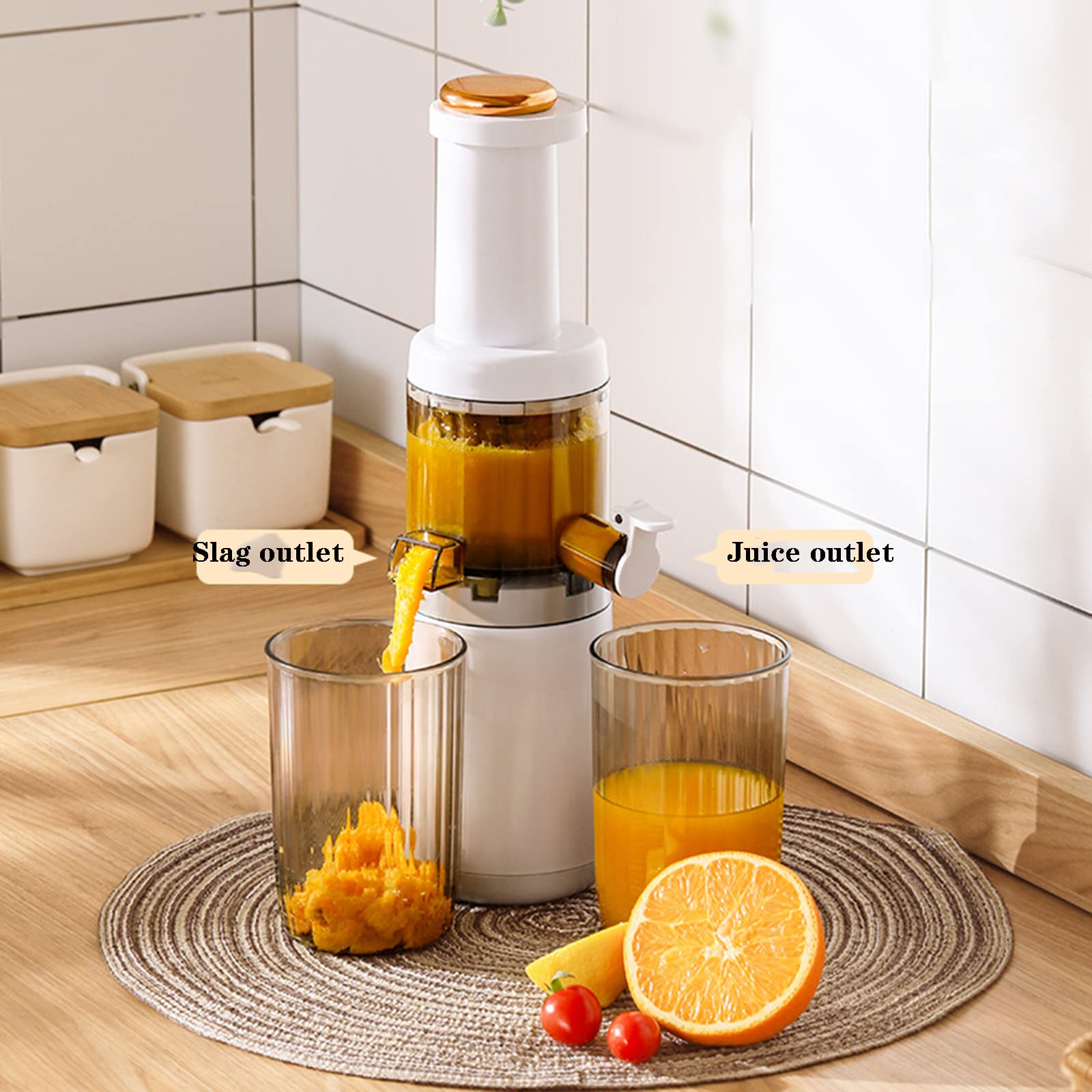 Exprimidor lento para masticar, exprimidor eléctrico compacto de prensa en frío con capacidad de 620 ml, licuadora portátil, función inversa para cítricos, frutas, verduras, fácil de limpiar y motor