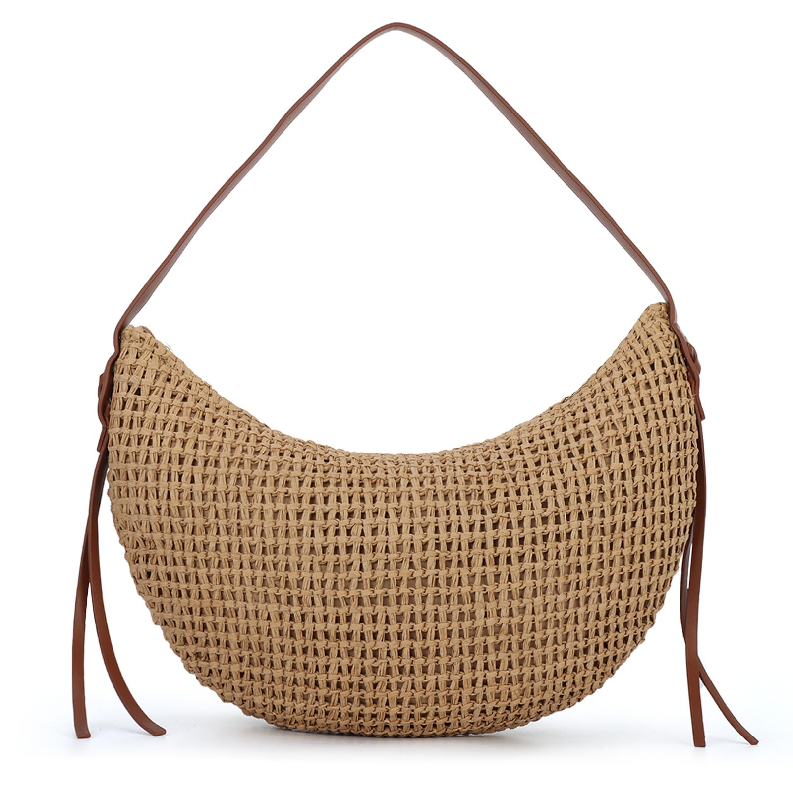 OPLERT Stroh Umhängetasche für Frauen Raffia Woven Tote Hand