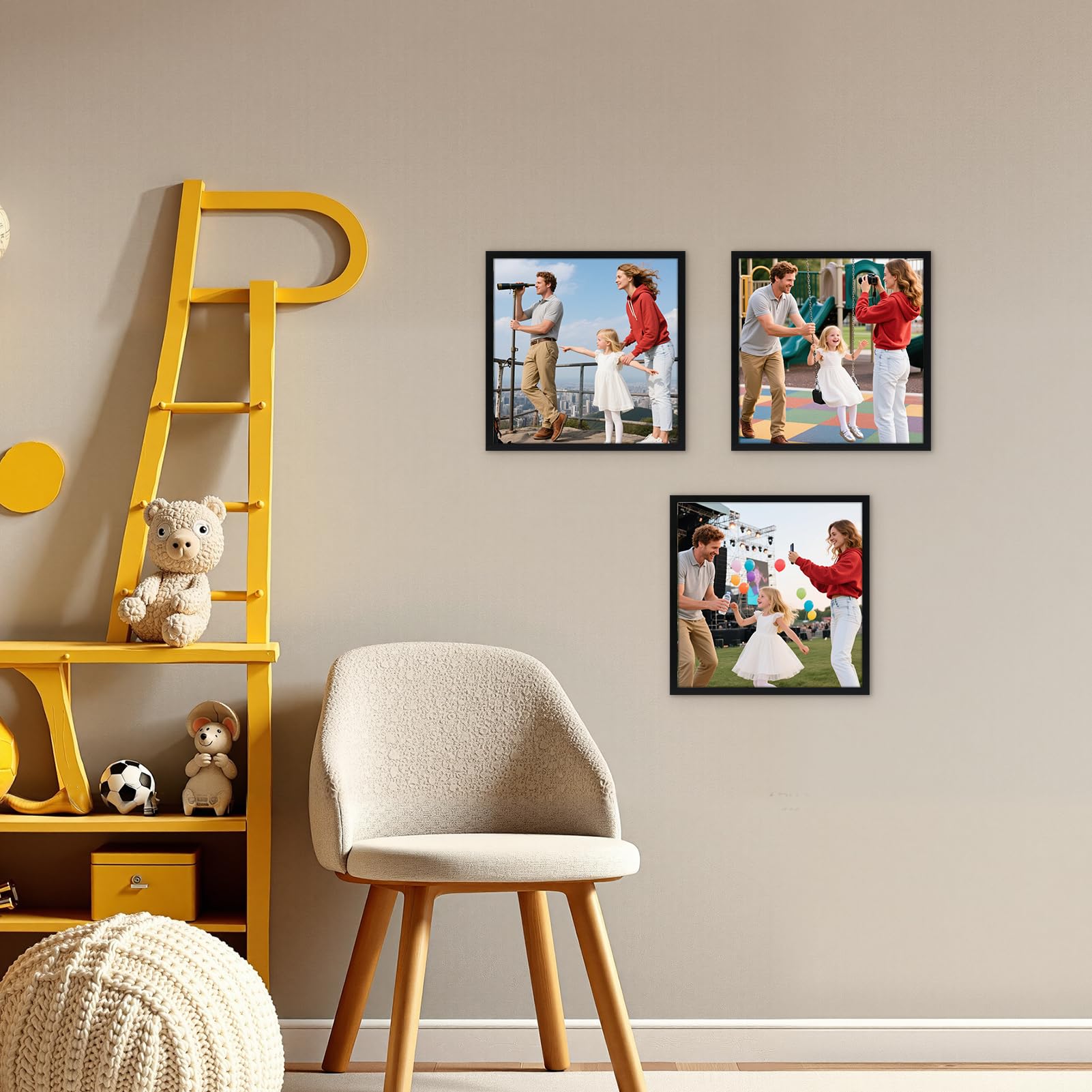 Vasemouh Fotolijst, 30 x 40 cm, voor aan de muur, ideaal voor thuis en op kantoor, zwarte pvc-lijst, set van 3