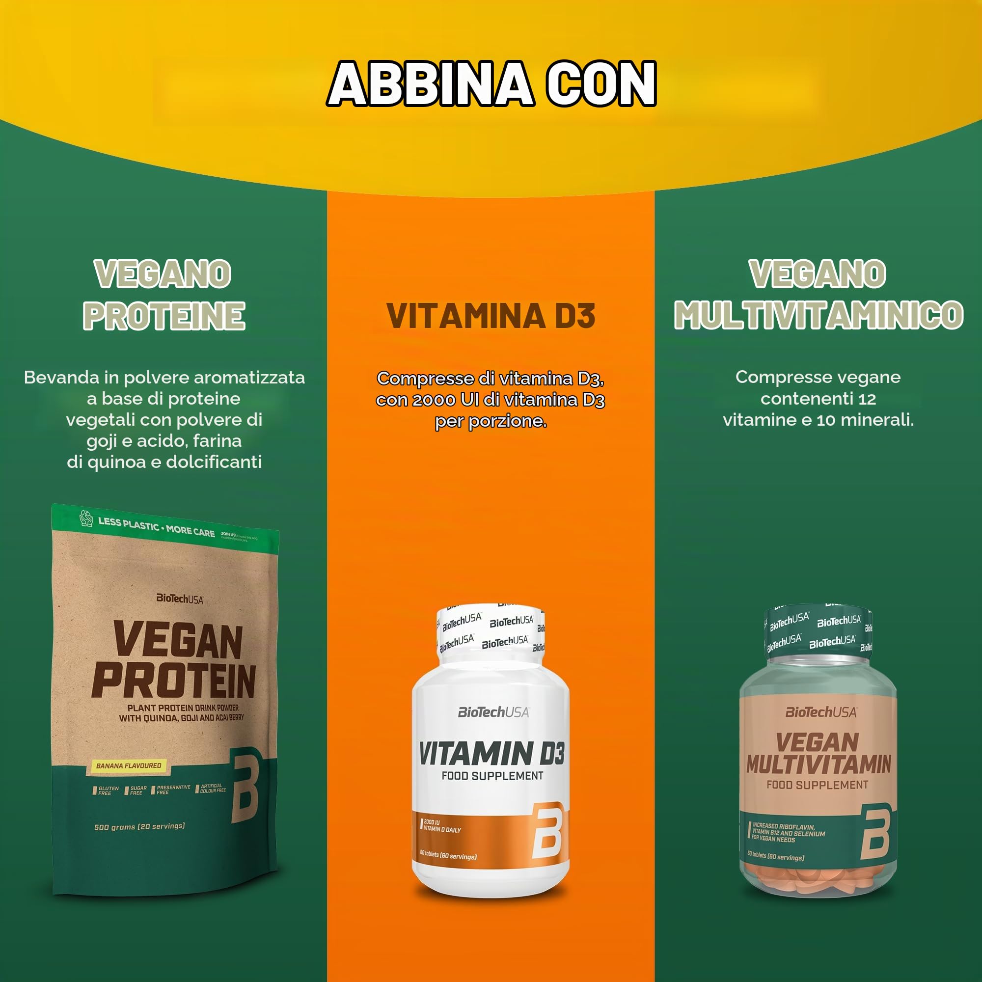 BioTechUSA Mega Amino, Integratore alimentare in compresse contenenti aminoacidi, 500 compresse