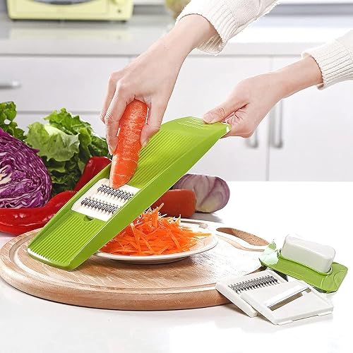 DEPILA Manual Vegetable Slicer with 3 Blades Stainless Steel Kitchen ...