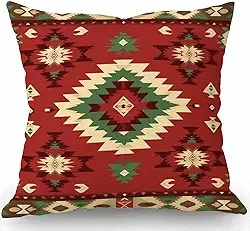 Swono Capa de almofada Azteca, capa de almofada padrão geométrico Navajo, capa de almofada com estampa nativa americana do sudoeste tribal Kilim, capa de almofada de linho de algodão 45,7 x 45,7 cm para sofá