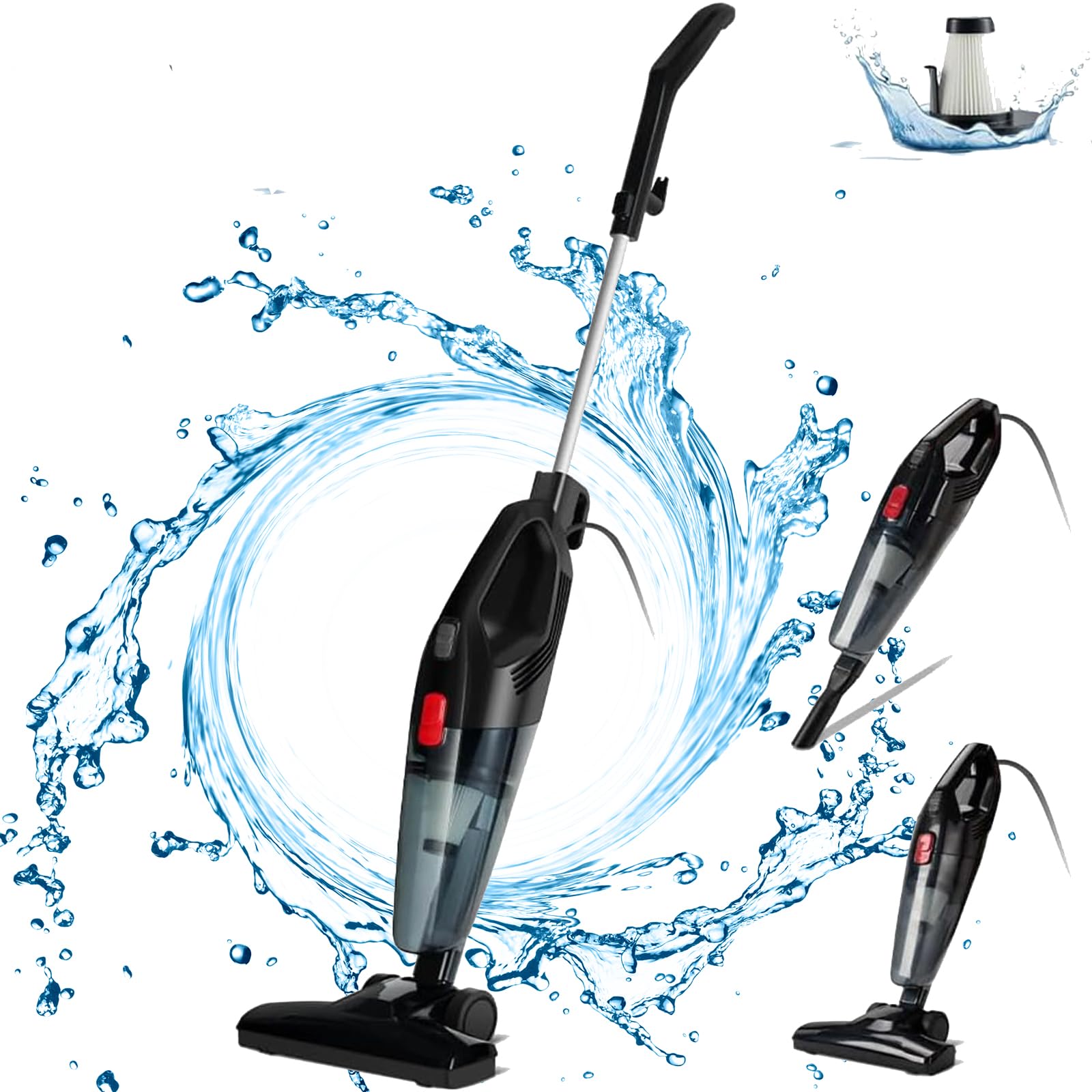 Khazna Vacuum Cleaner, 2 in 1 Handheld Stick Cleaner 5M Long Cord Lightweight Powerful 650W 14000Pa Suction 1.2L Large Capacity Excellent Central Filtration System for Home Hard Floor Carpet Car Pet