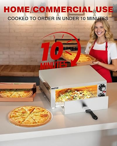 Miniatura 5 de Wantjoin Horno de pizza para interiores Hornos eléctricos de pizza de acero inoxidable para encimeras, para pizzas de 12 pulgadas, con bandeja de