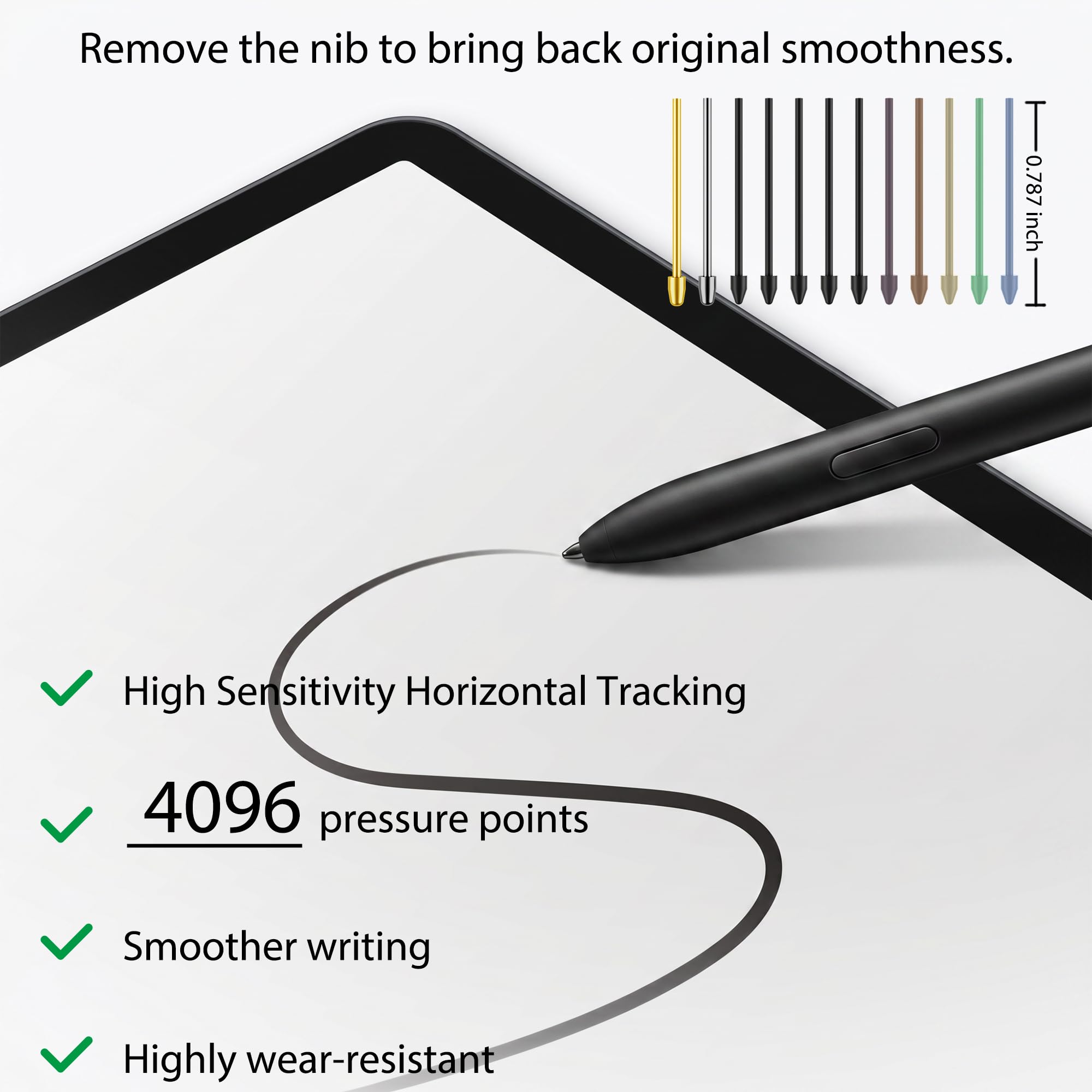 Zamiennik metalowych końcówek/końcówek do Samsung Galaxy Tab S9/S9FE+/S9 Ultra/S8/S8+/S8 Ultra/S7/S7 FE/S6/S6 Lite/S22/S23 Ultra S, tworzywo sztuczne + miedź + tytanowe sprężyny/końcówki + klips +