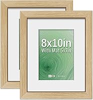 Vista 1 de VCK Paquete de 2 portarretratos de 8 x 10 pulgadas, roble natural, madera de alta gama con vidrio templado, para fotos de 5 x 7 pulgadas
