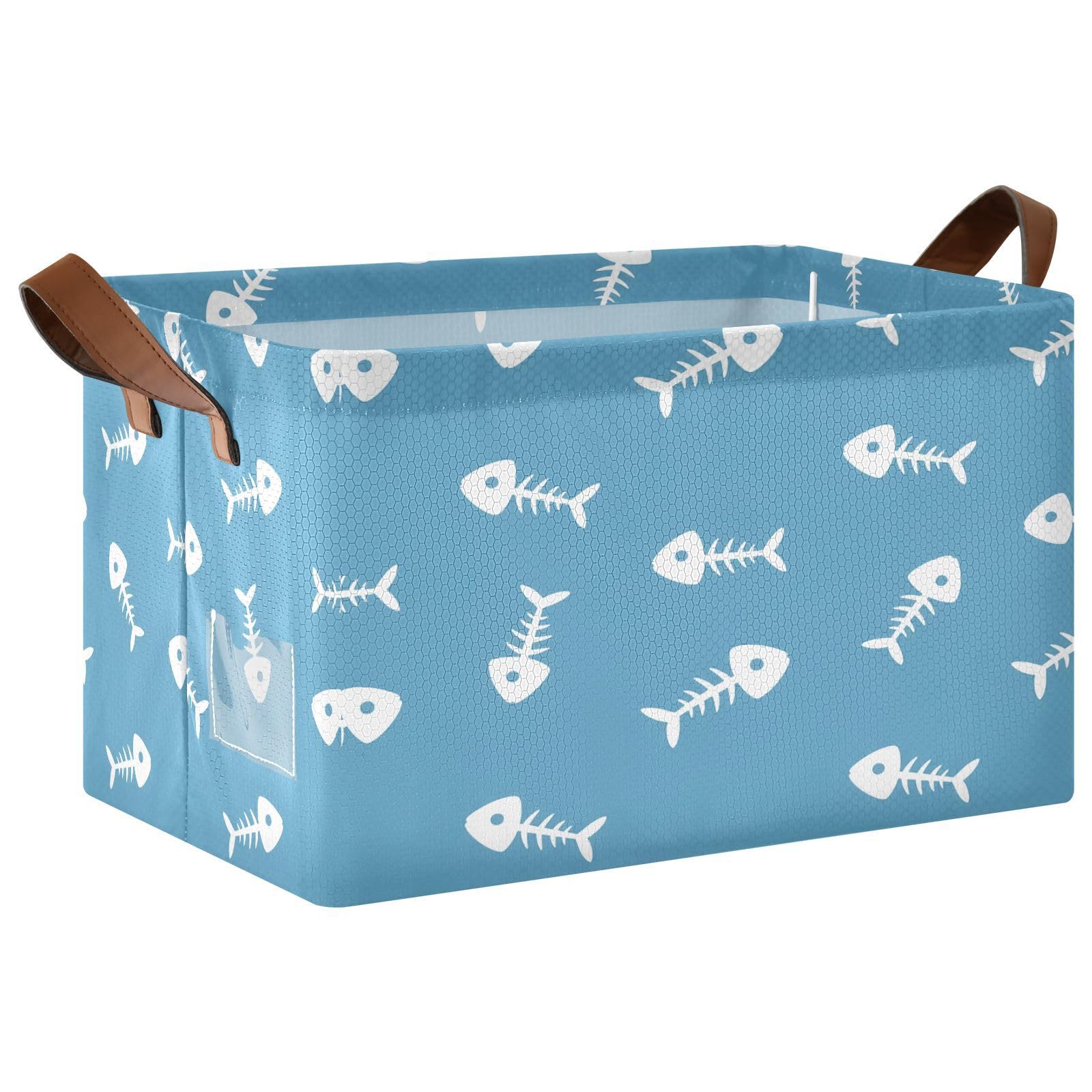 Cgiub Fish Bone Storage Basket Waterproof Foldable Storage Bin Baby Laundry Basket Closet Organiser for Nursery Decor Home Organizing