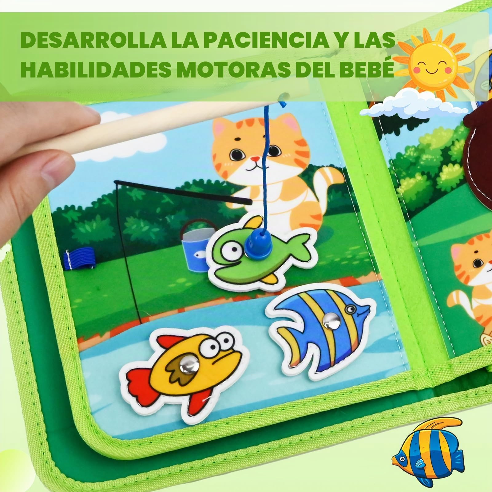 Libro Montessori 1 año, 20 en 1 Busy Board de Actividad, Libro Interactivo Juguetes Montessori para Niños 1 2 3 años, Juguetes Educativos Motricidad Fina, 10 páginas Animales Bosque