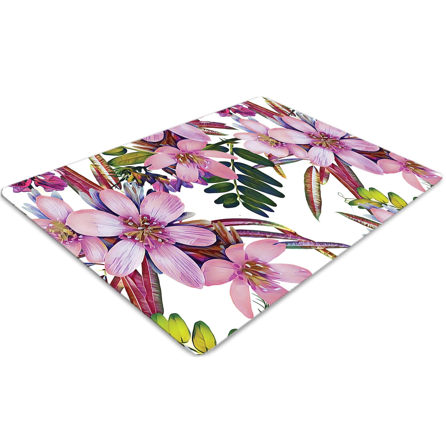 Tapis pour protection sol PVC antidérapant 120x90 cm protège-sol imperméable fleurs roses