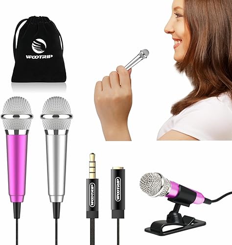 Miniatura 8 de 2 piezas Mini micrófono de karaoke, mini micrófono de grabación de voz, micrófono de karaoke portátil para cantar, grabar, grabación de voz