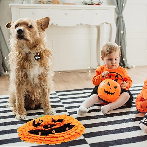 Miniatura 5 de Alfombrilla de olfateo para perros, tapete de alimentación de calabaza para mascotas, tapete de Halloween para olfatear gatos, perros, juguetes