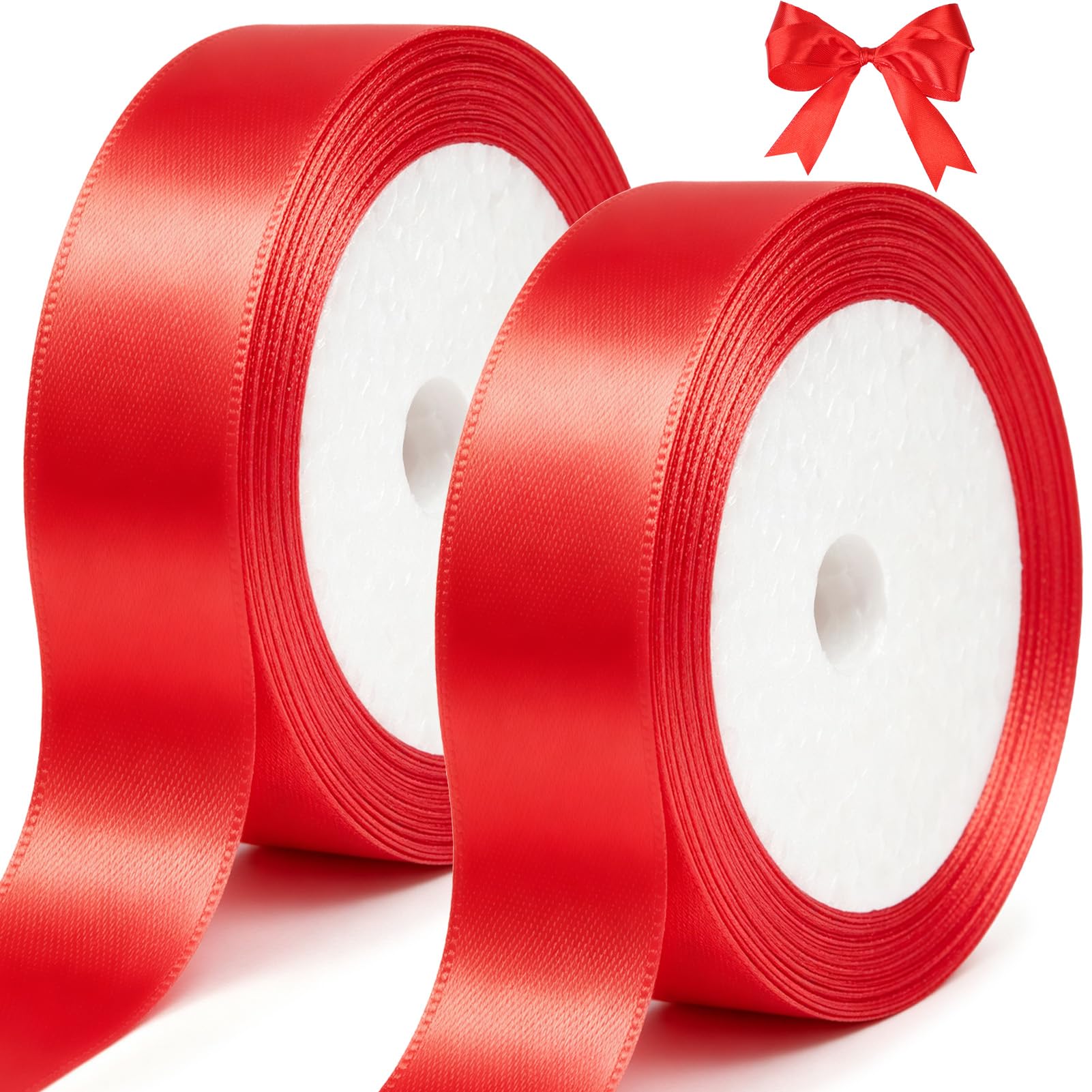 tenn well Geschenkband Rot 20mm, 44M Satinband Breit Schleifenband | für Geschenkverpackung Brautstrauß Basteln Geburtstag Hochzeit Dekoration