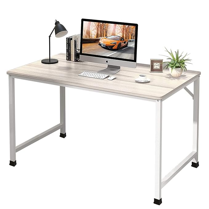 PEP HOME Wood and Metal Computer Desk PC Laptop Study Table Workstation for Home Office (Natural
