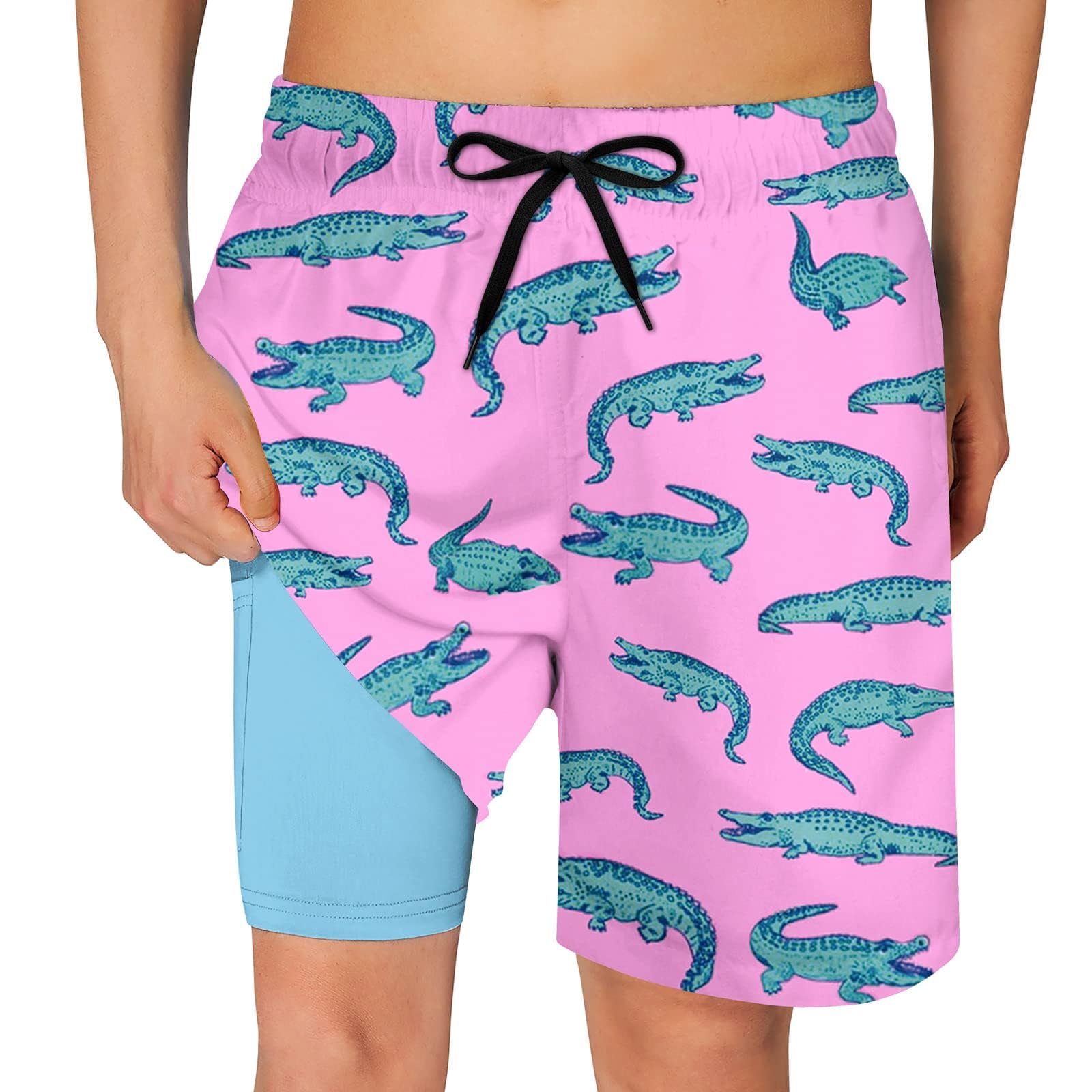 Cozople Boys Swim Trunks with Compression Liner Quick Dry Bathing Suit
