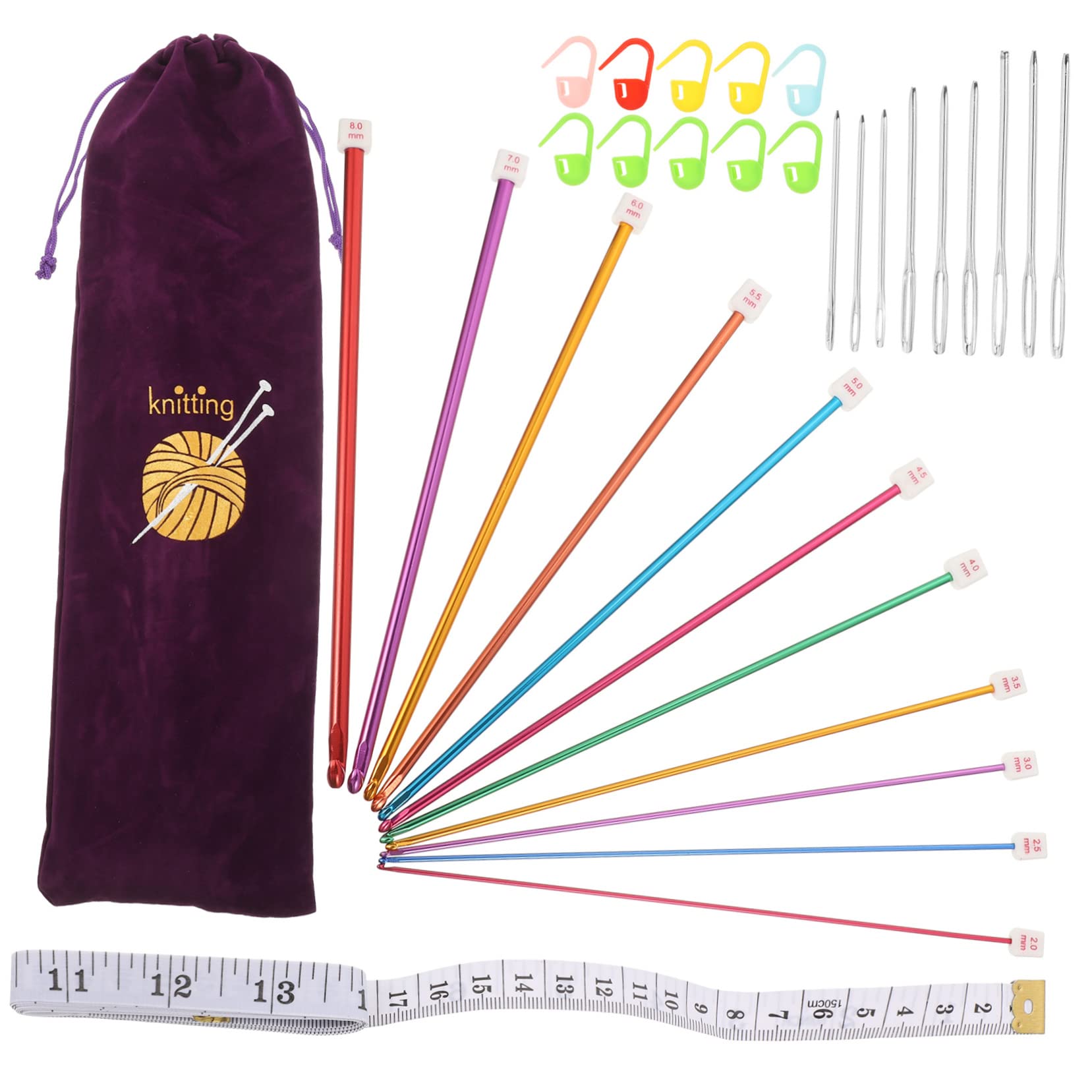 Angoily 2 Juegos Agujas de Ganchillo y Crochet de Aluminio Anodizado Herramientas Suaves y Duraderas para Tejer Mantas Bufandas y Gorros para Principiantes y al Hilo