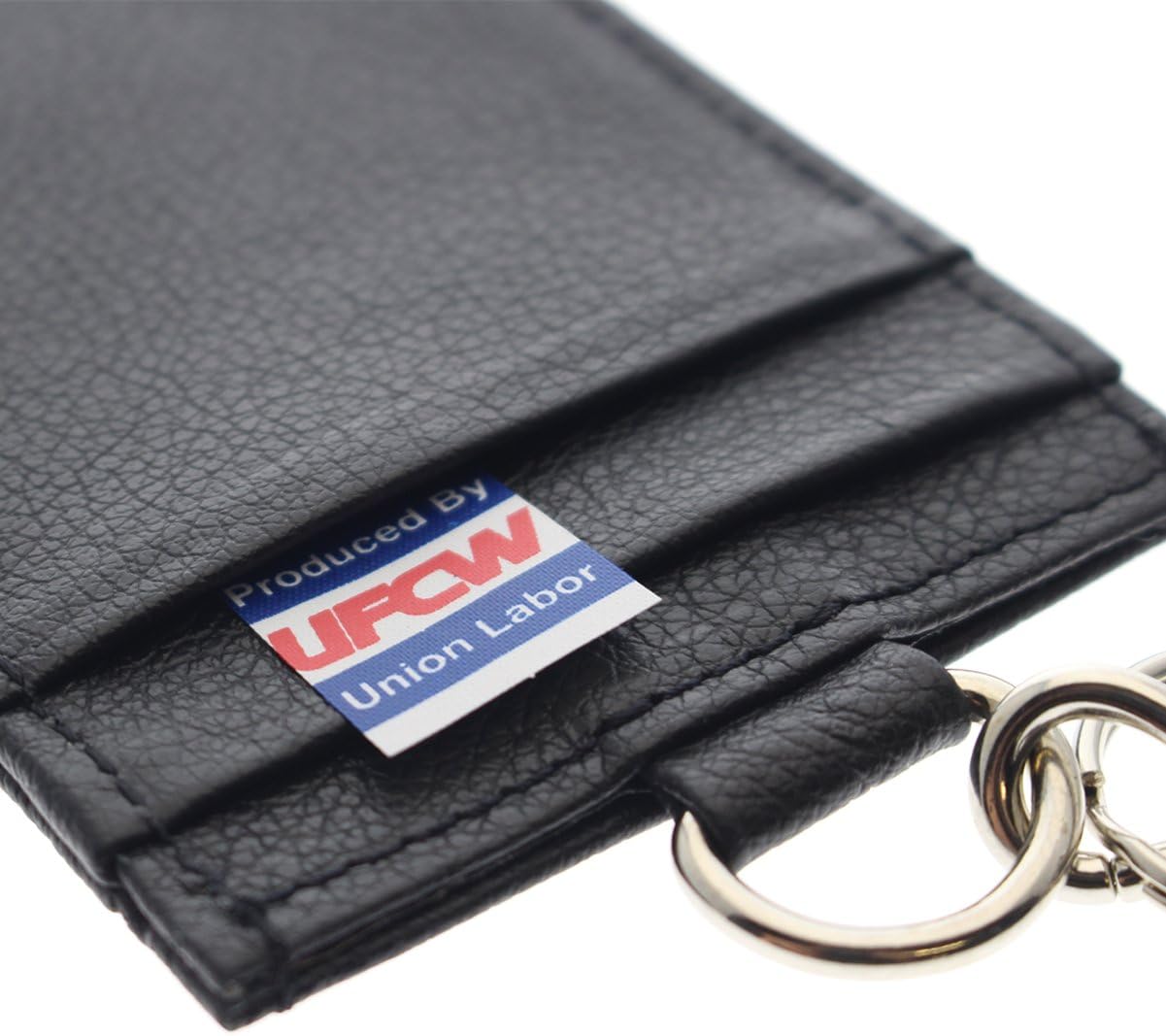 Union Made Leather Badge Holder - USA Manufactured Heavy Duty Four Pocket ID Badge Wallet with Lanyard by Specialist ID