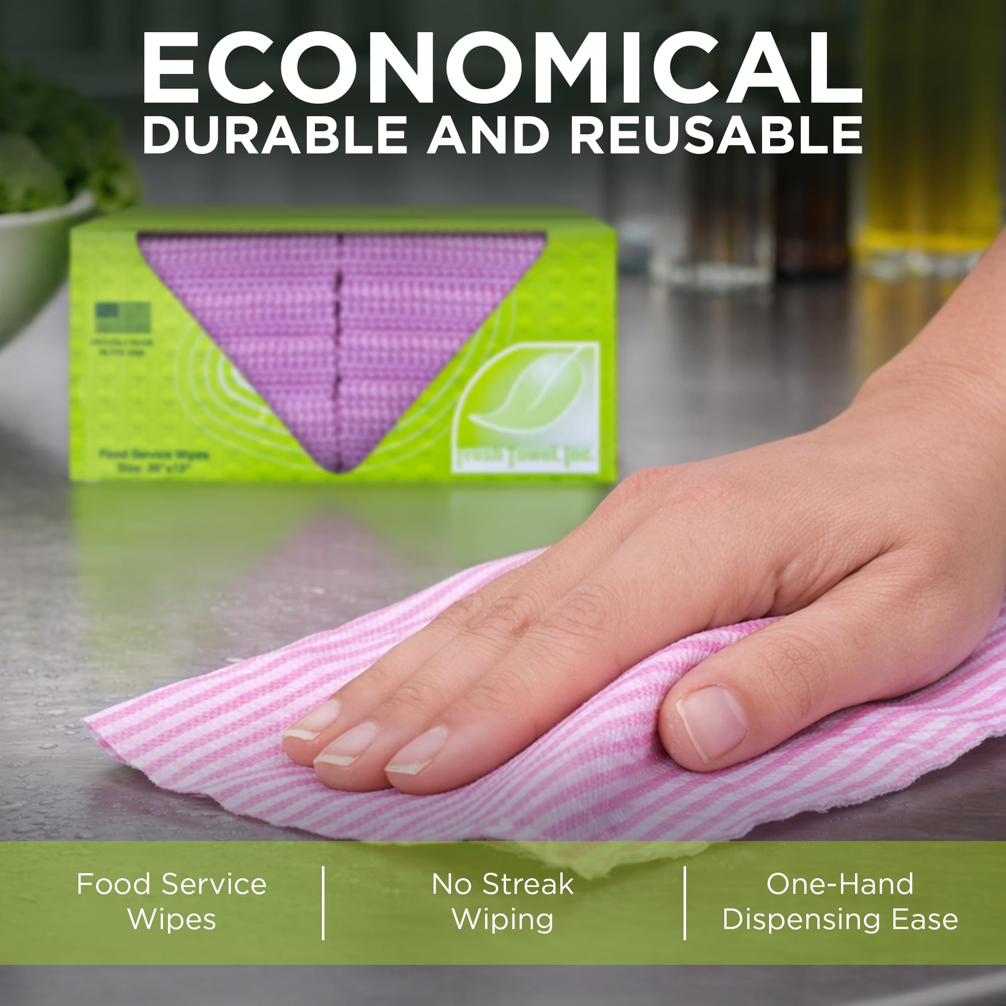 Fresh Towel Foodservice Ręczniki papierowe wielokrotnego użytku - 1/4 złożony, 33 x 50 cm - różowy wzór w prostą linię (1 opakowanie 200) uniwersalne ręczniki do czyszczenia
