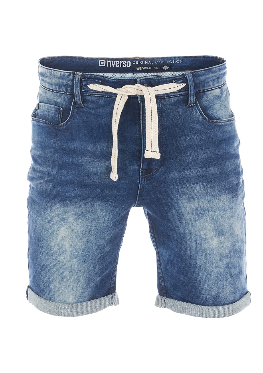 riverso Pantalones vaqueros cortos de verano para hombre RIVFred, bermudas elásticas de algodón, color negro, gris, azul, azul oscuro, tallas: w30, w31, w32, w33, w34, w36, w38, w40 y w42