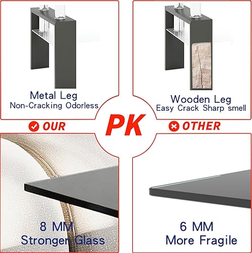Miniatura 48 de IANIYA Mesa de centro de vidrio templado para decoración moderna de sala de estar, fácil de limpiar con bordes redondeados seguros y diseño Mesa de