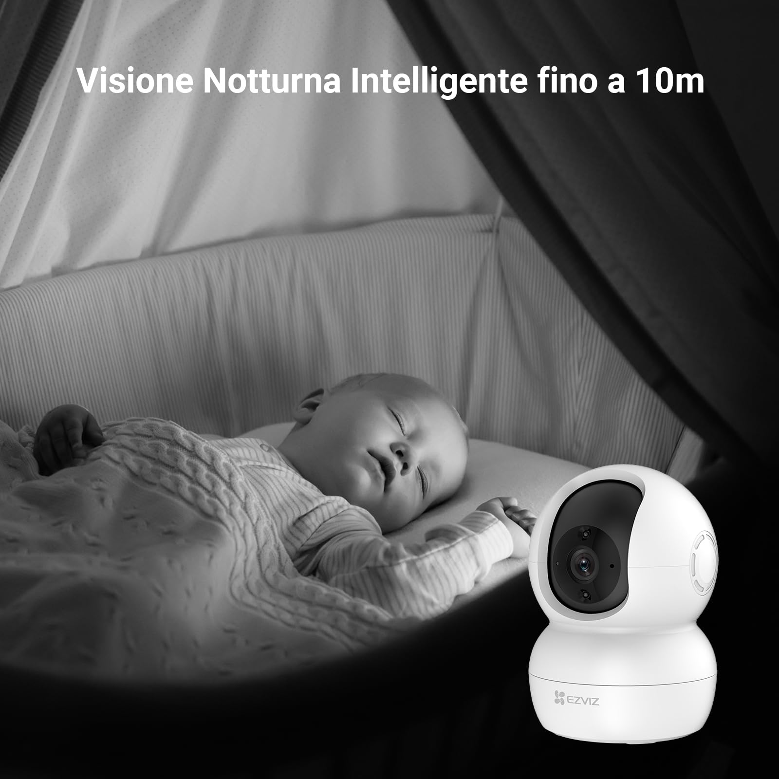 EZVIZ TY2 Telecamera da Interno Wifi IP 1080p Grandangolare Visione Notturna Audio Due Vie Compatibile con Alexa