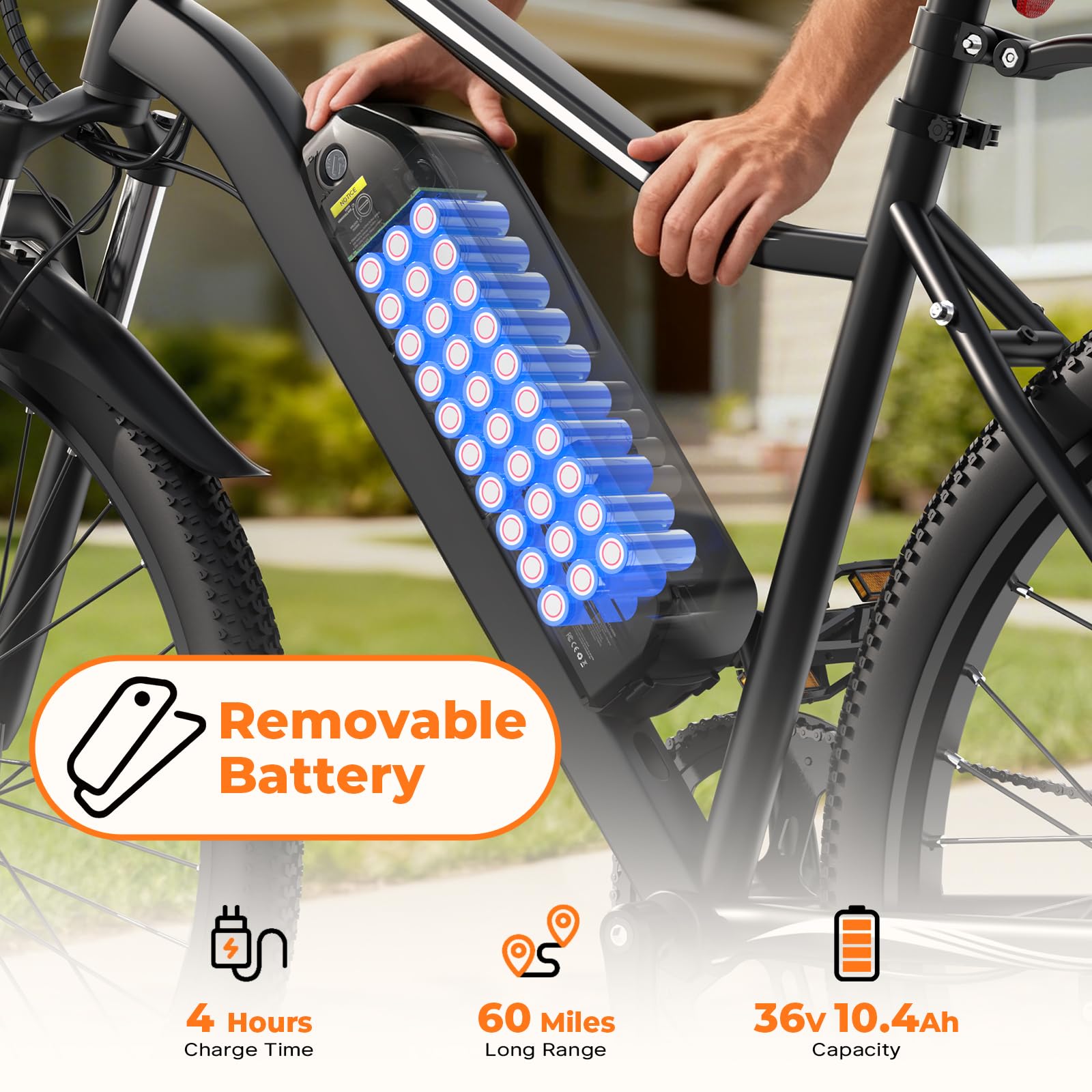 Electric Bike, 1000W/750/500W Peak Motor, 20MPH & 60/55 Miles, 26''/20'' Tires, Removable Battery, 7/5 Speed E-Bike, Dual Disc Brakes, Shock Absorber, Commuting Electric Bicycle for Adults