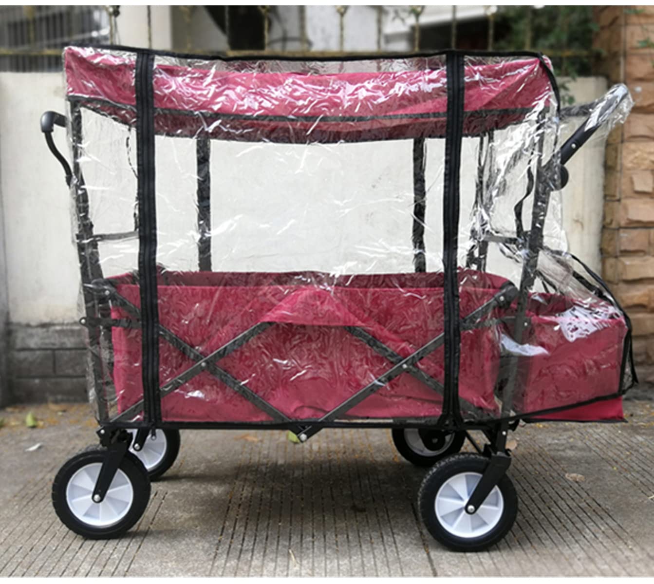 Funda impermeable para vagones plegables Push Pull - Accesorio transparente para exteriores para protección contra la nieve y el viento