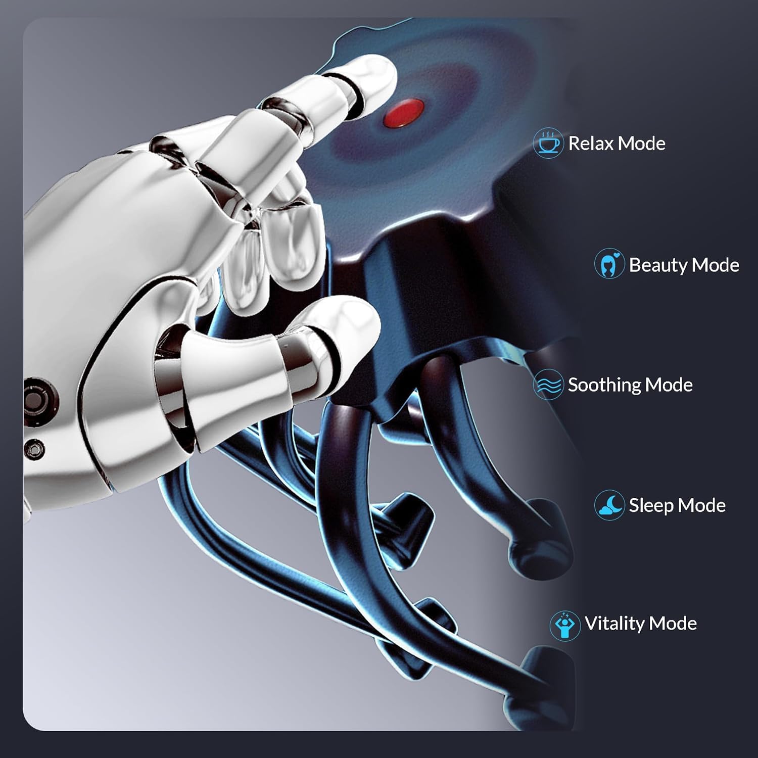 Masajeador eléctrico del cuero cabelludo, masajeador automático de cabeza de pulpo de 360°, 4 modos, dispositivo de relajación del estrés del cuero cabelludo, 8 cabezales