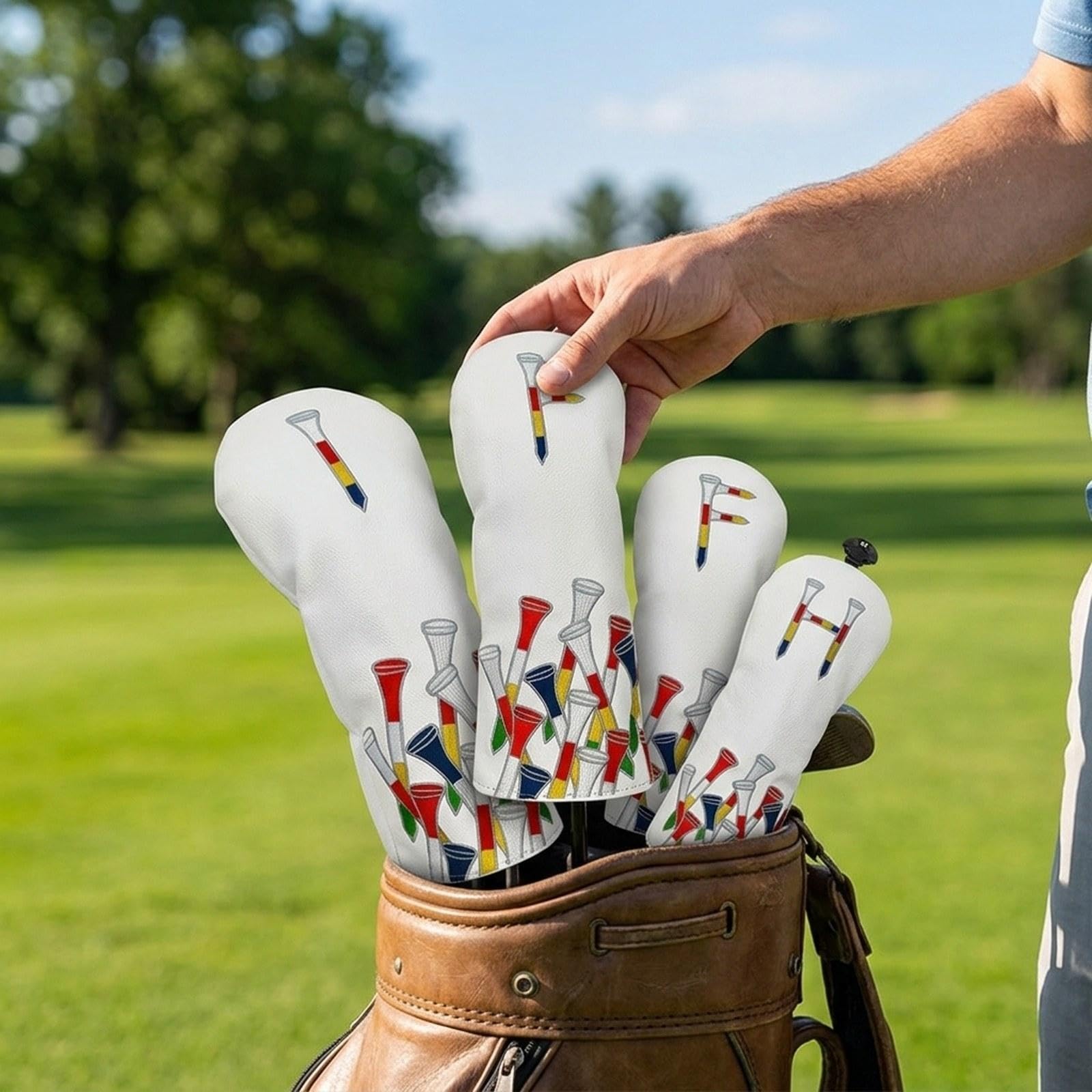 4 Teiliges Set Golfschlägerkopf Schutzhüllen, Glatte Schutzhüllen für Erwachsene Golfspieler