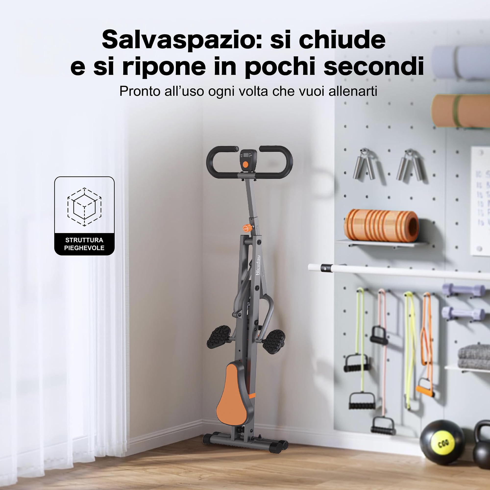 Niceday Macchina Addominali come Total Crunch con Resistenza Regolabile Salvaspazio Assemblato 95% Total Training Crunch