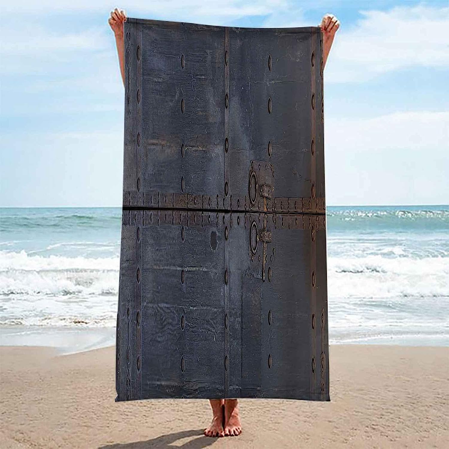 Telo Mare, Compatto E Leggero, Asciugatura Rapida, Ultra Assorbente, Per Spiaggia, Viaggi, Campeggio, Piscina, Asciugamano Spiaggia 3D, Cancello In Ferro D'Epoca 200 X 200 Cm -0R5L-R9T