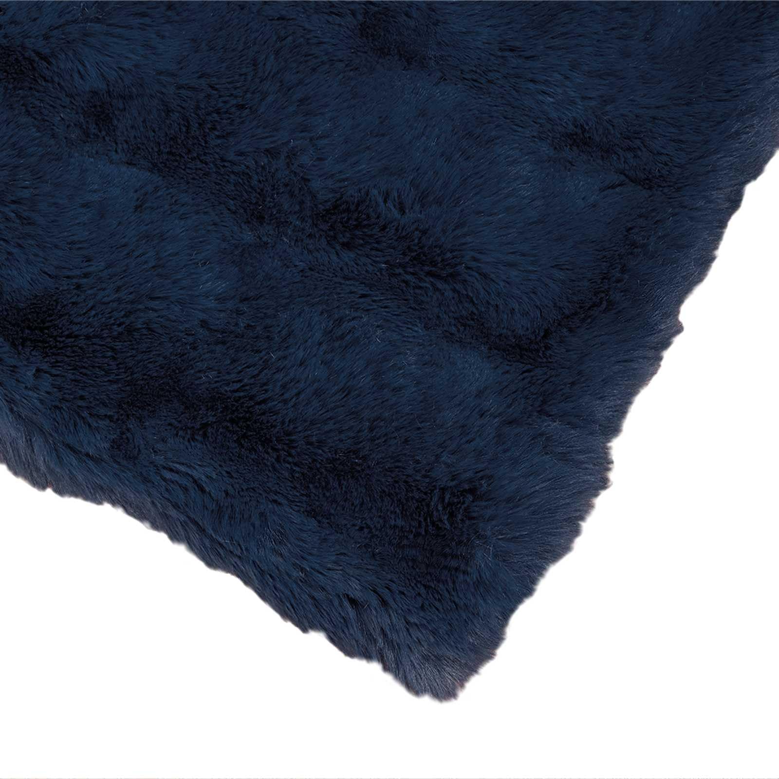 Kunstfell Kaninchenfell Decke 4 Stück Marineblau 220 x 240 cm Plüschige Blasentextur Extra Weich Winterdecke Luxus Wärme Sofadecke Schlafzimmerdecke