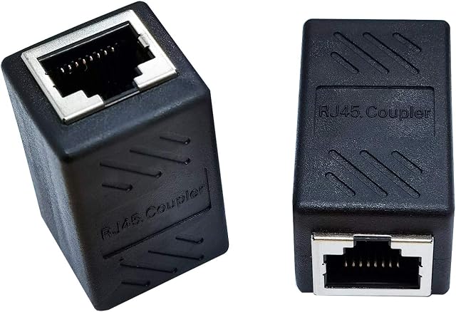 Ethernet Extender Splitter RJ45 Coupler Shielded Female to Female Adapter Joiner Connector For Cat6 Cat5e Cat5 8P8C Network Ethernet LAN Flat Round Cable Extension Connection End Plug