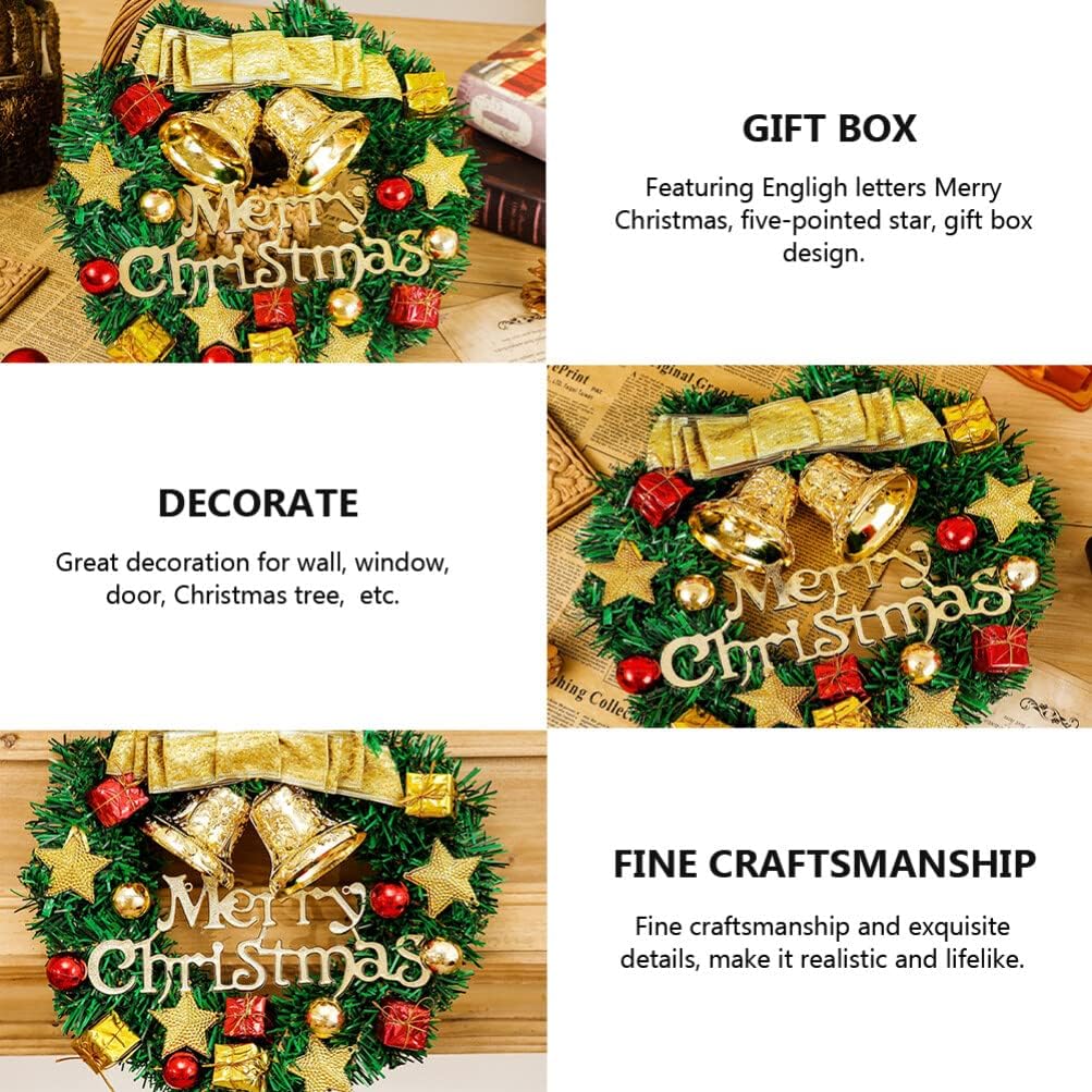 TOYANDONA 1pc Merry Christmas Wreath Bowknot Artificial Garland for Wall and Window Decoration Festive Home Decor for Holiday Parties and Family Gatherings