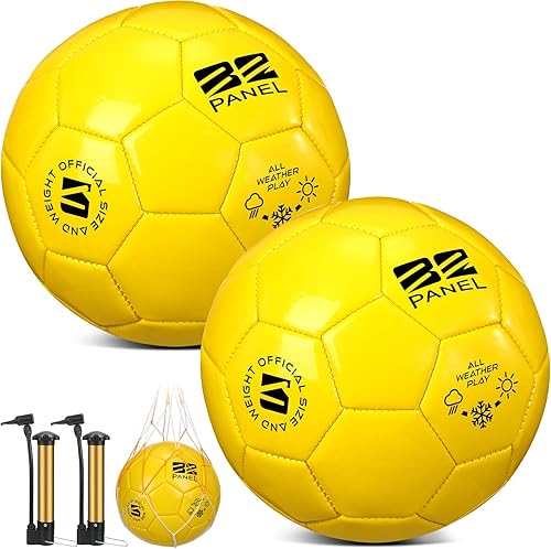 2 pelotas de fútbol de operación a granel de Navidad con bomba, bolsa de malla, tamaño oficial 3, 4, 5, fútbol para interiores y exteriores, para