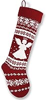 Vista 2 de Medias de Navidad de punto de estilo nórdico extra largas de 26 pulgadas en borgoñablanco para rellenos y decoración de repisas, paredes y escaleras