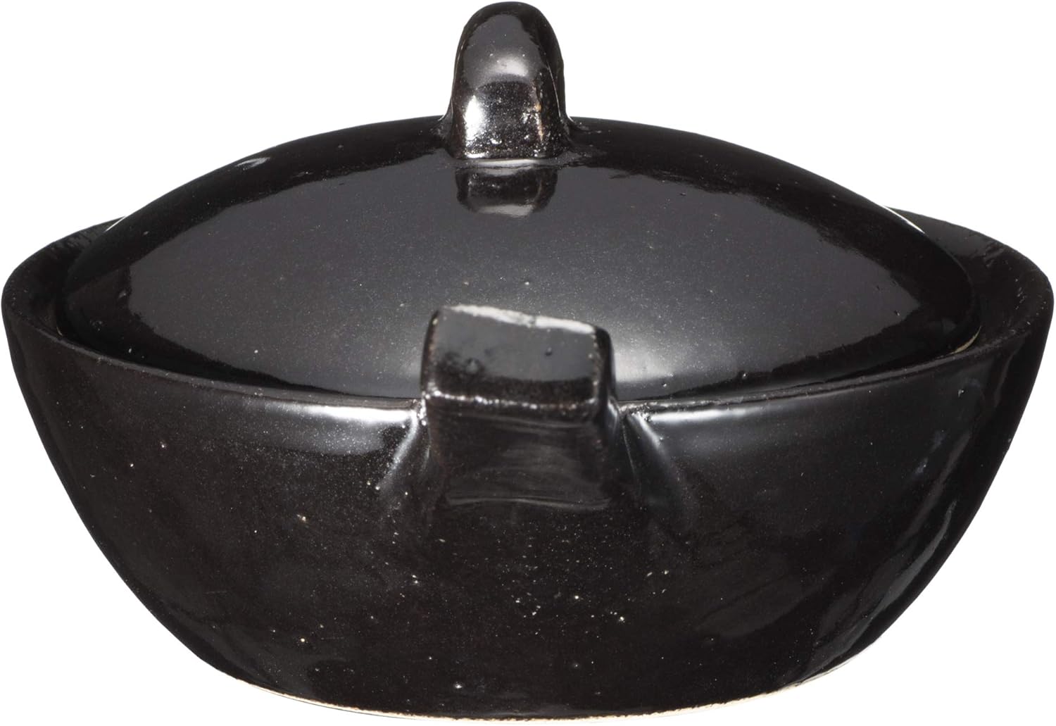 Hasegatani Pottery ACK-68 Fried Egg Pot, Egg Baker with Lid, Large, For 1 Person, 2 People, For 1-2 Eggs, Approx. 4.7 inches (12 cm), Approx. 4.6 fl oz (130 ml), Direct Fire, Microwave Oven, Black