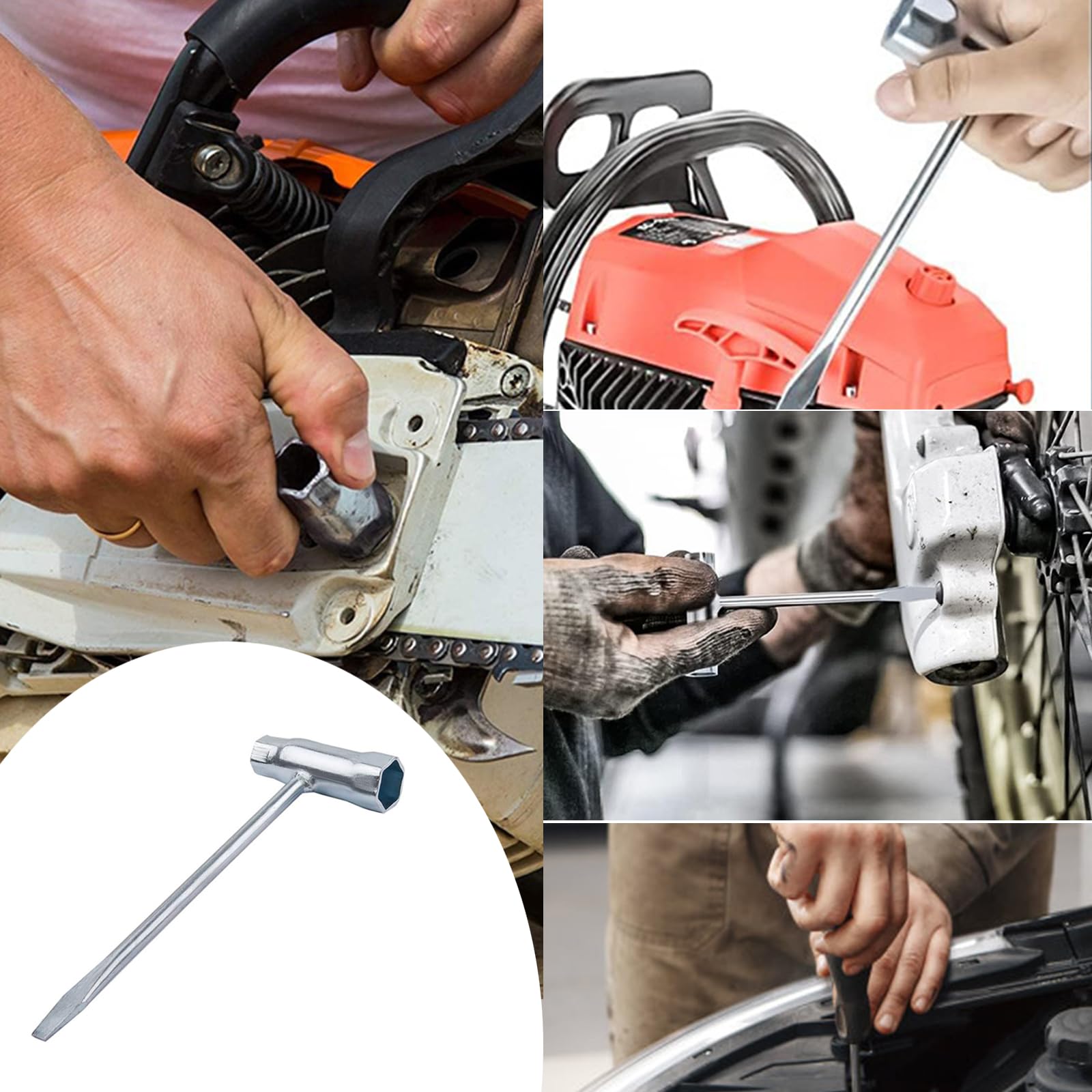 ZHIZHOUNEY 4Pcs Ergonomic Sparks Plug Socket Wrench For Gasolines Chainsaw Brush Cutter 13mm-19mm Stainless Steel Spanner