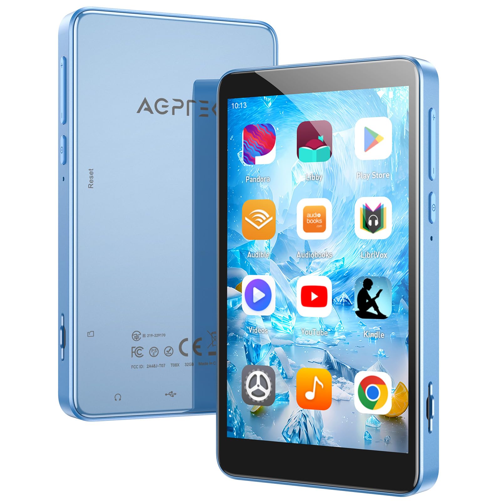 AGPTEK 96Go MP4 Bluetooth WiFi, Android 14 Lecteur Musique Spotify 3G RAM
