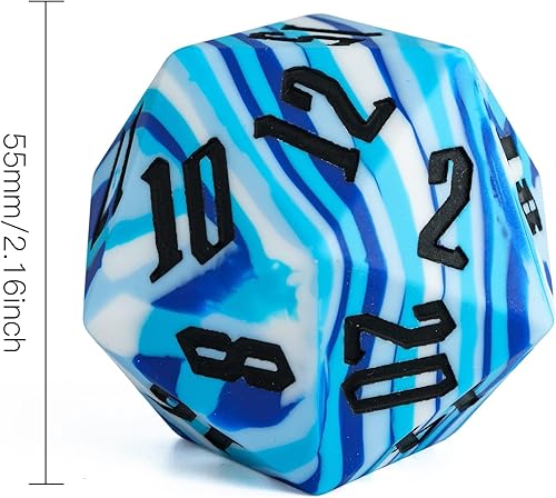 Miniatura 6 de 55mm dados de silicona D20, dado gigante único de 20 lados D20 grande, colores camuflaje, tacto suave y cómodo, rebote perfecto, para juegos de rol