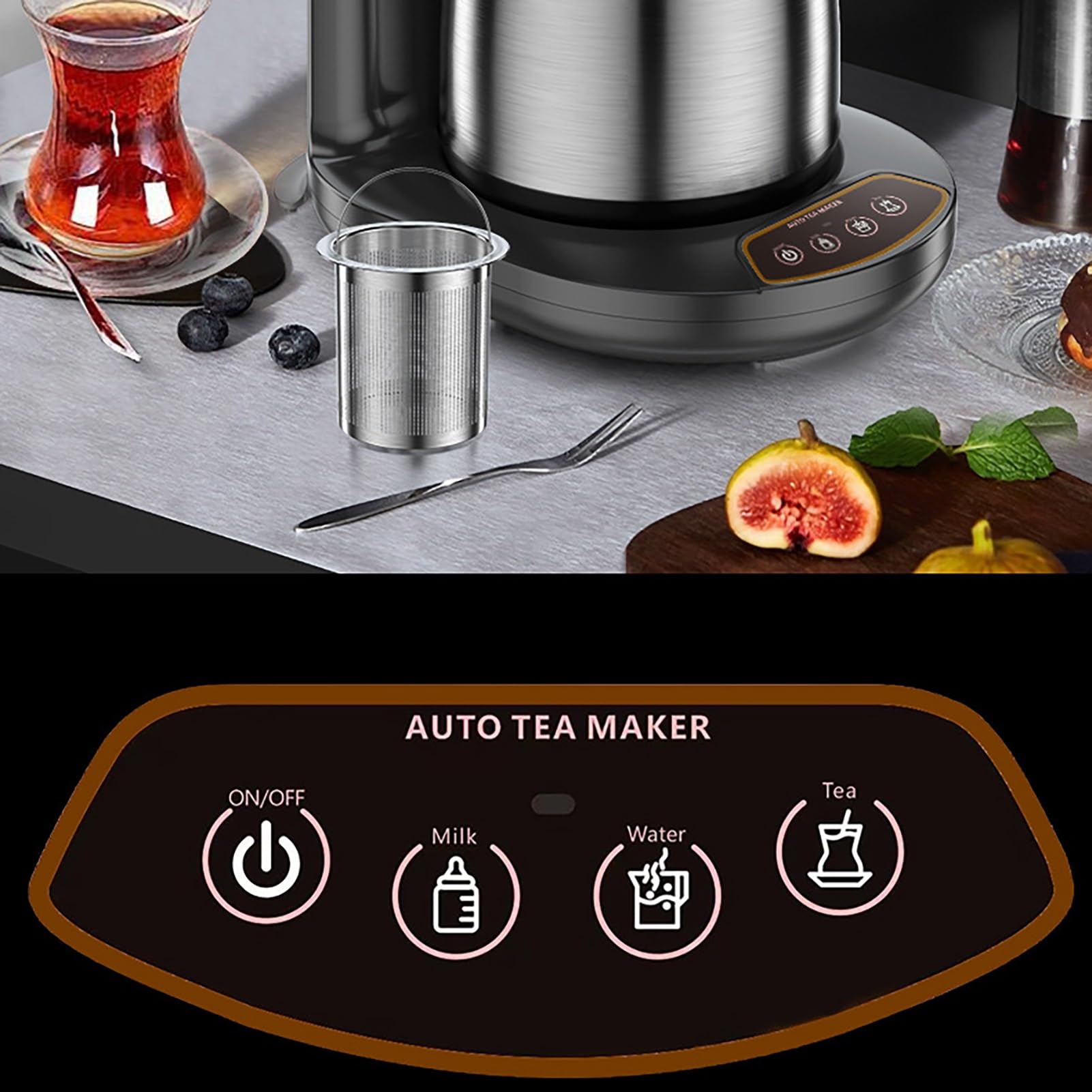 Elektryczny ekspres do kawy po turecku, 2,8 l – dzbanek ze stali nierdzewnej, ergonomiczny uchwyt zapobiegający oparzeniom, 1800 W do podgrzewania espresso, herbaty i mleka(Red)